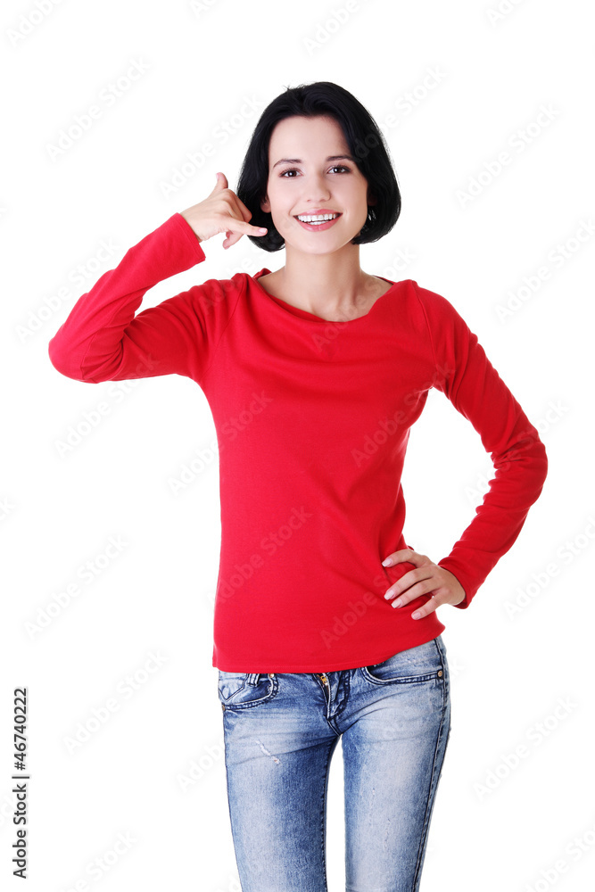 Lovely teen woman gesturing Lovely teen woman gesturing