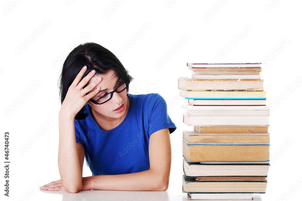 Sad female student with learning difficulties Sad female student with learning difficulties