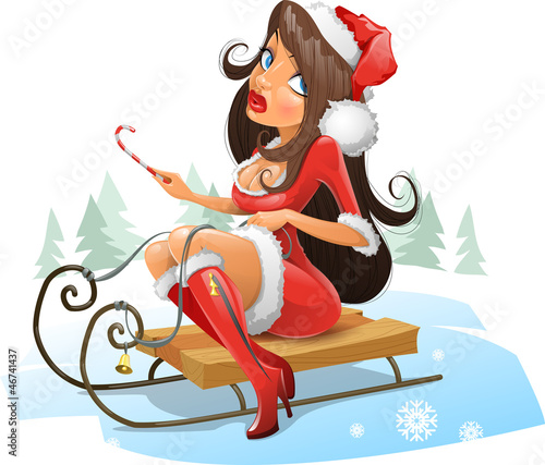 Santa girl vector illustration
