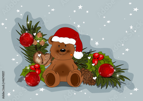 Weihnachten, Christmas Karte mit Bär