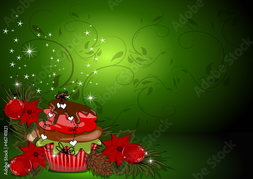 Weihnachtskarte mit Muffin, Cupcakes