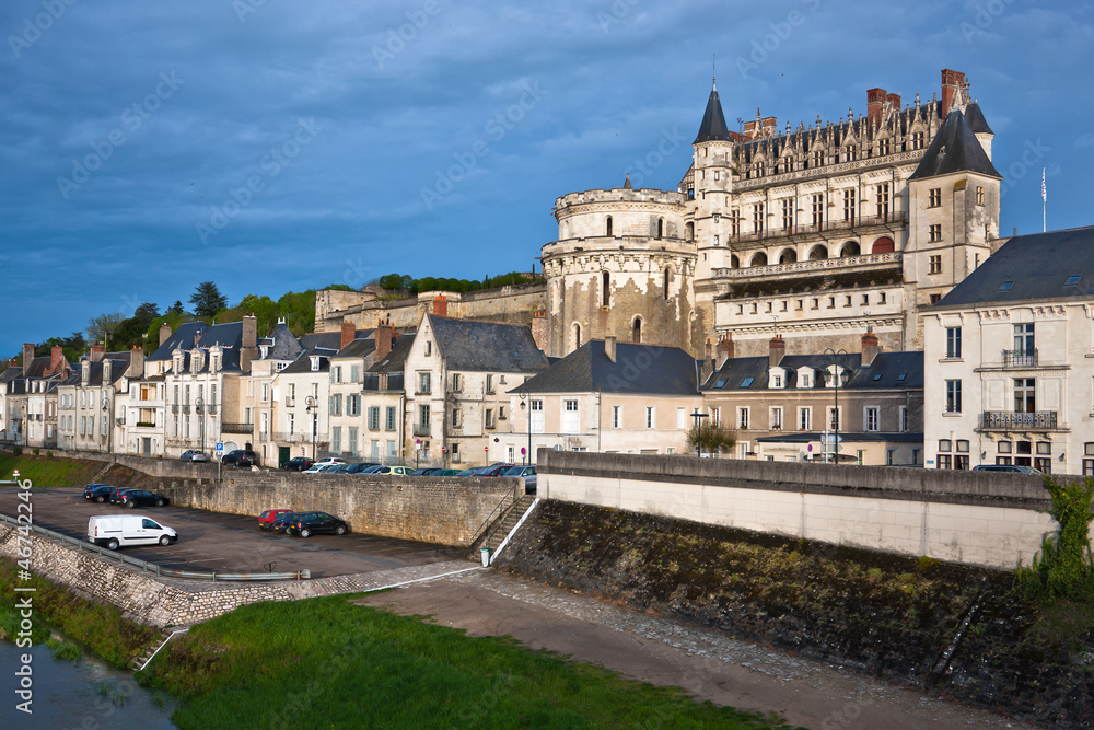 Chateau d'Amboise in the Loire Valley on a sunset, France