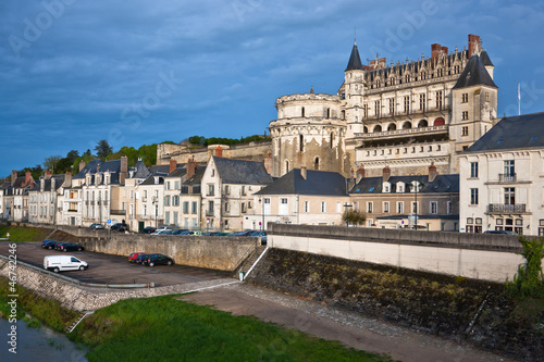 Chateau d Amboise in the Loire Valley on a sunset  France