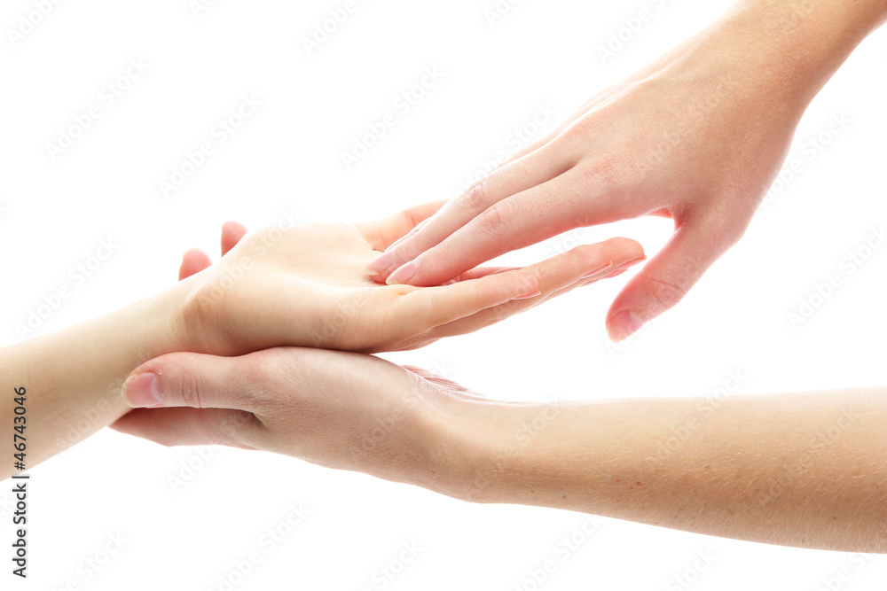 Hand massage, isolated on white Hand massage, isolated on white