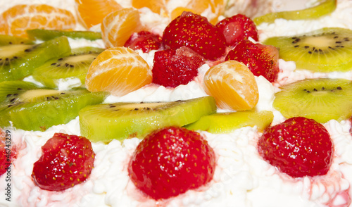 Fototapeta Naklejka Na Ścianę i Meble -  Dessert with fresh fruits and whipped cream
