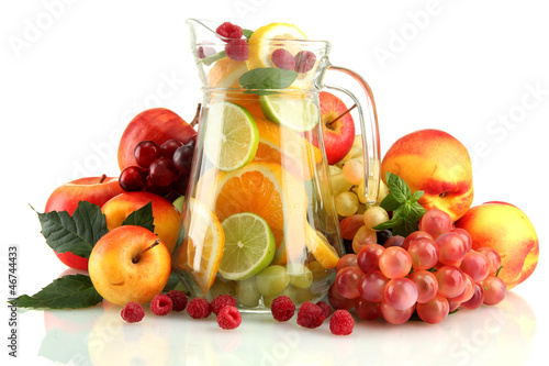 transparent jar with exotic  fruits  isolated on white