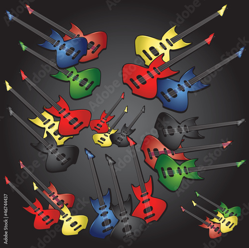 Guitar on black background