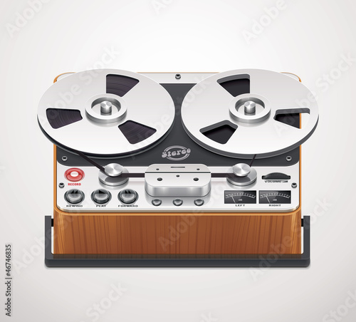 Vector reel-to-reel recorder icon photo