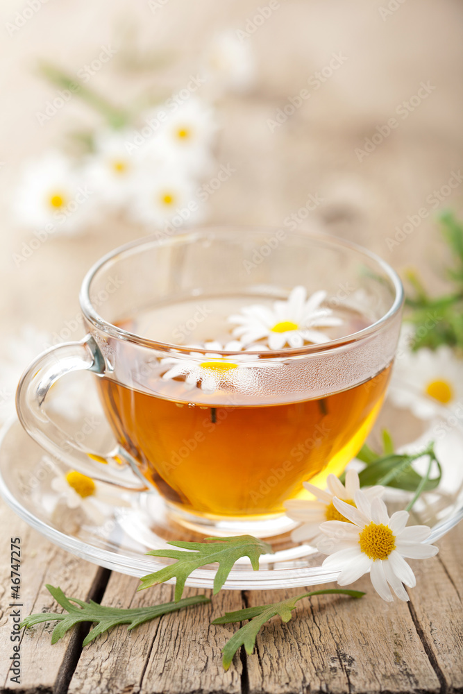 cup of herbal tea with chamomile flowers cup of herbal tea with chamomile flowers