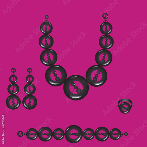 set from necklace ring earrings and bracelet with stones