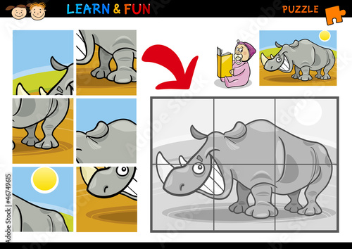 Cartoon rhinoceros puzzle game