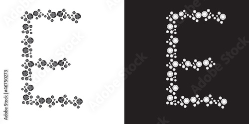 Alphabet letter E from brilliants