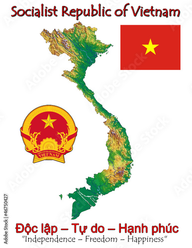 Vietnam Asia national emblem map symbol motto