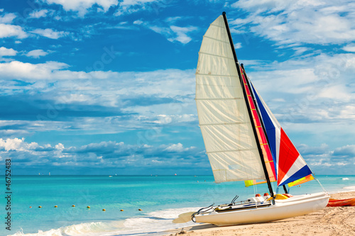Sailing boat at the beach of Varadero in Cuba