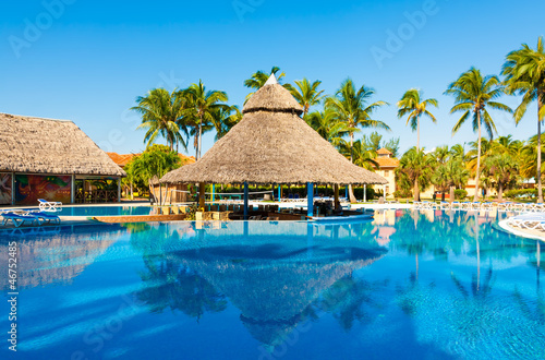 Photography Beautiful outdoors pool at a hotel in Cuba