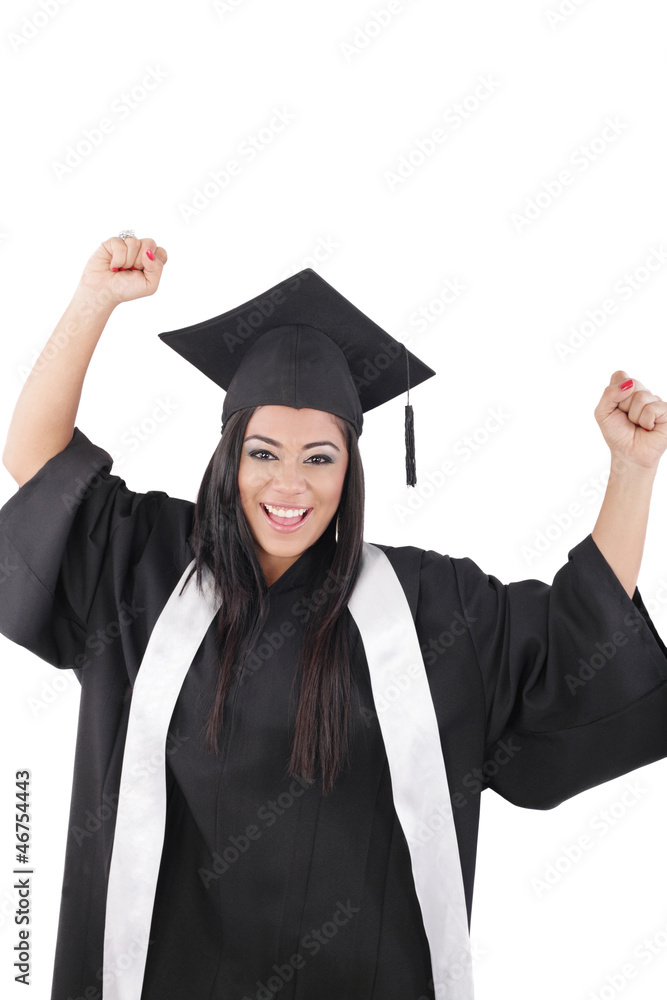 Graduation of a woman dressed in a black gown Graduation of a woman dressed in a black gown