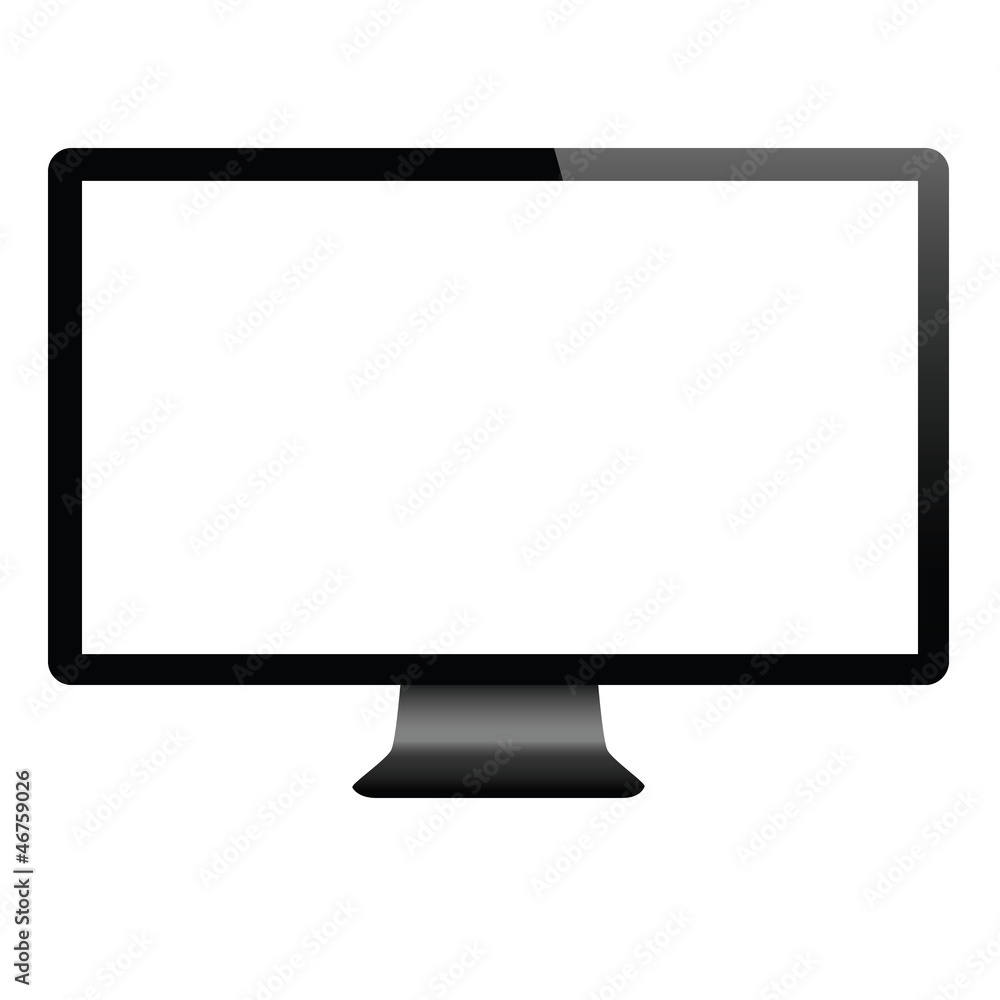 Black computer display isolated