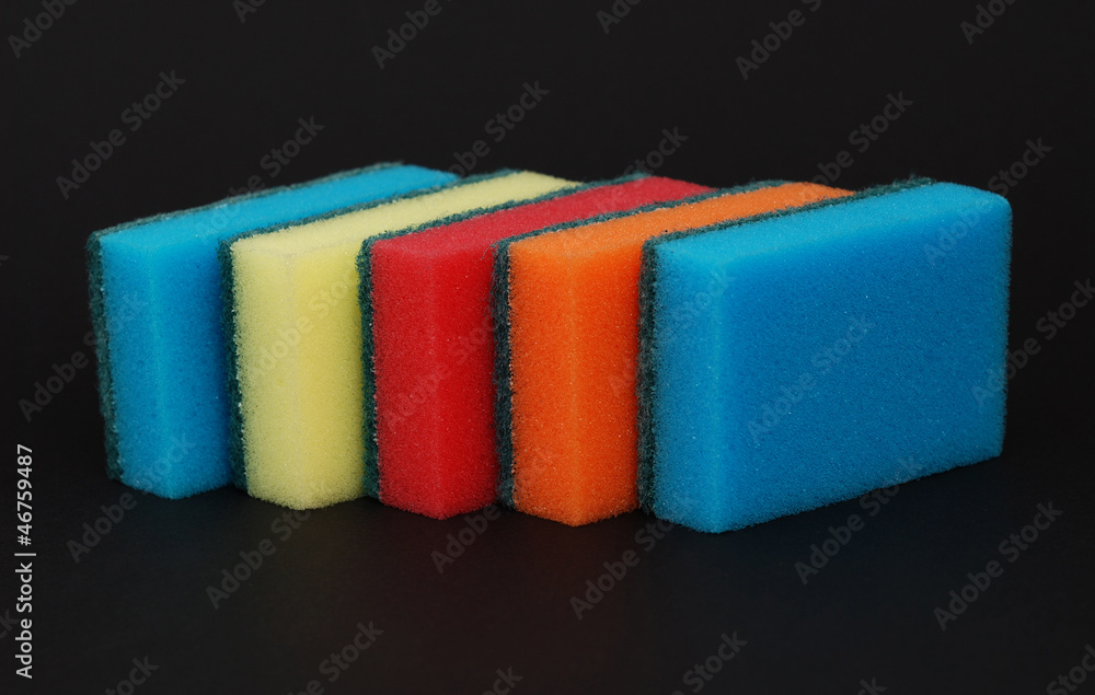 Cleaning sponge on black background Cleaning sponge on black background
