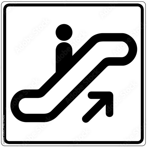 Schild weiß - Rolltreppe nach oben