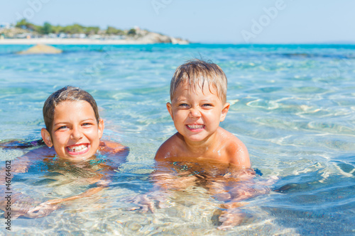 Kids playing in the sea