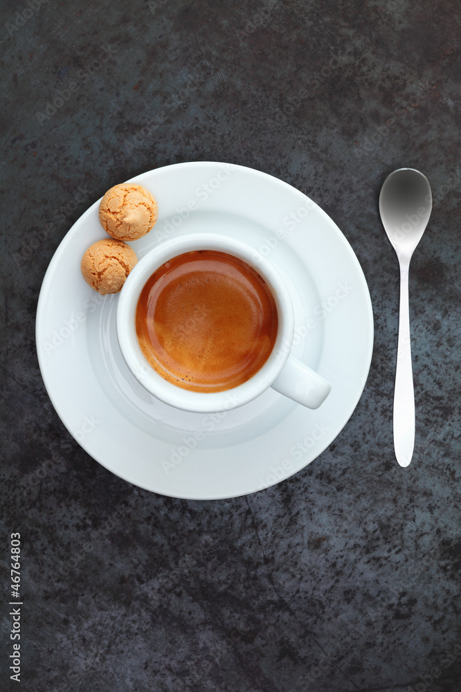 Overhead view of espresso coffee in a cup Overhead view of espresso coffee in a cup