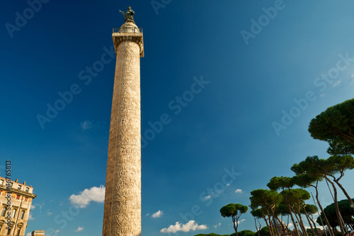 Famous Ancient Roman Column of Trajan, Rome, Italy