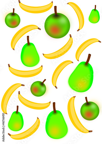 orange, banana and pear background vector