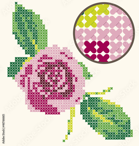 Cross Stitch Rose Embroidery