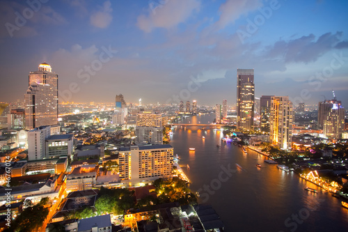 Aerial view of Bangkok Skyline