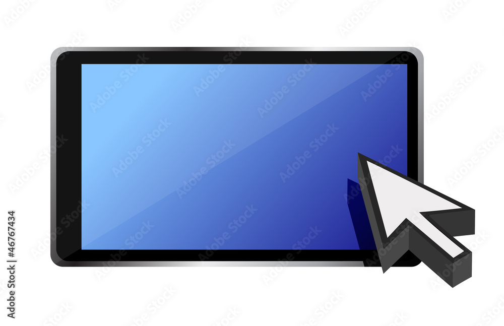 tablet computer and cursor illustration design over white tablet computer and cursor illustration design over white