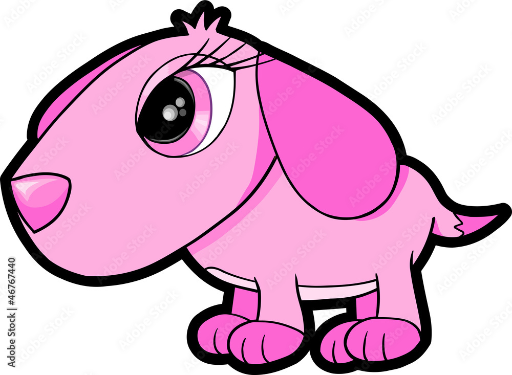 Fototapeta premium Pretty Pink Puppy Dog Vector