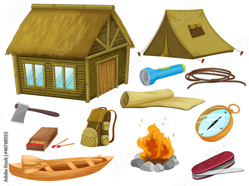 various objects of camping