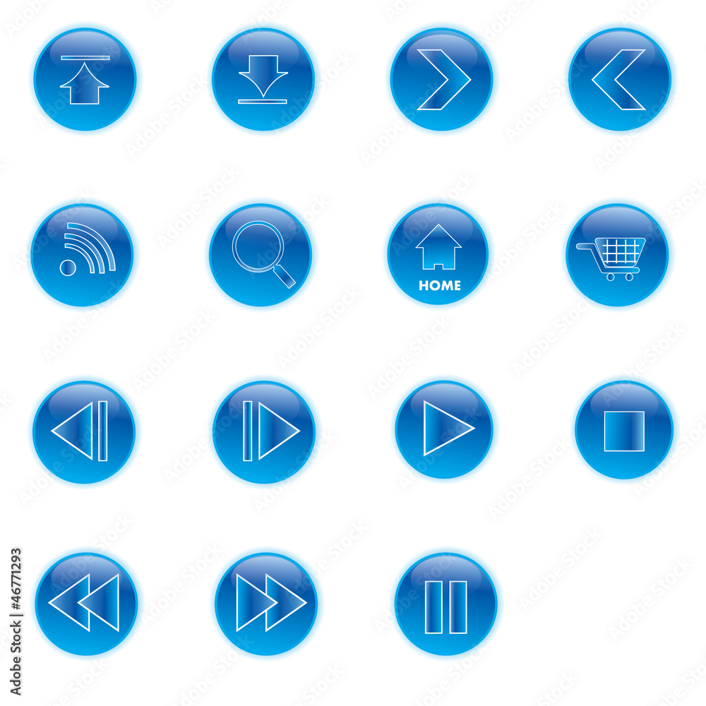 blue web buttons and music for website or app. Vector eps10. blue web buttons and music for website or app. Vector eps10.