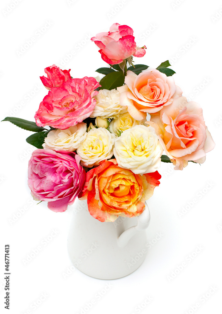 fresh garden roses in a pitcher fresh garden roses in a pitcher
