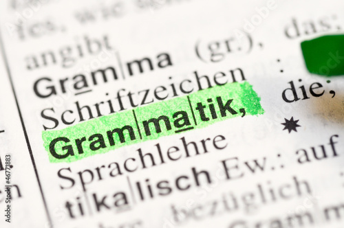Grammatik im wörterbuch photo
