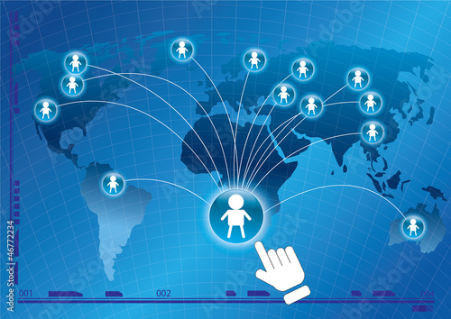 business connection on globe social network