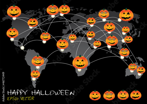 PrHappy Halloween day social network, vector illustration