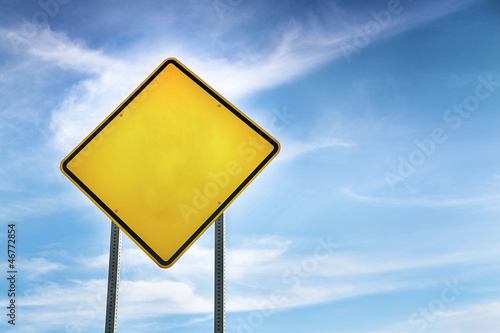 Blank, Yellow Road Warning Sign