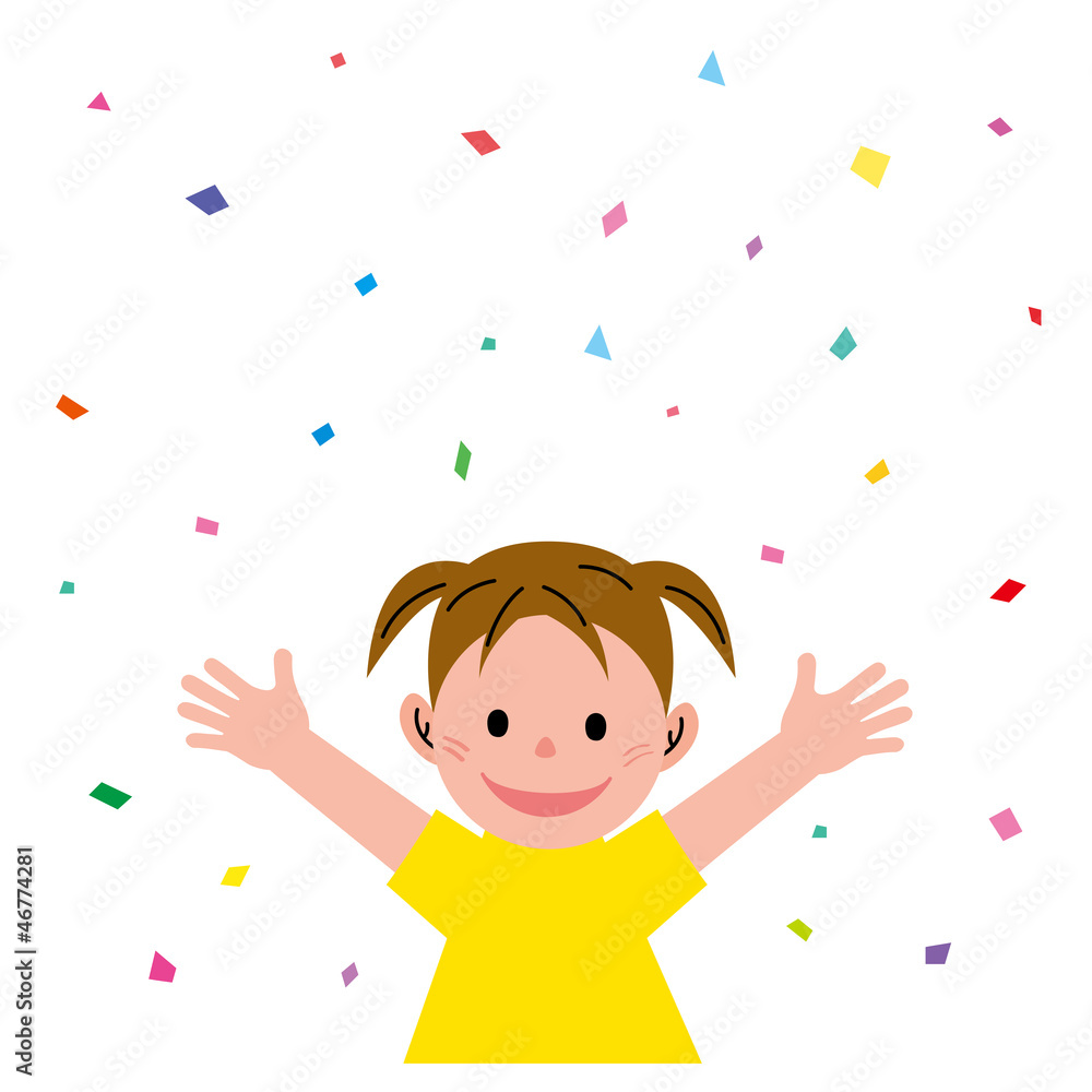 女の子　バンザイ