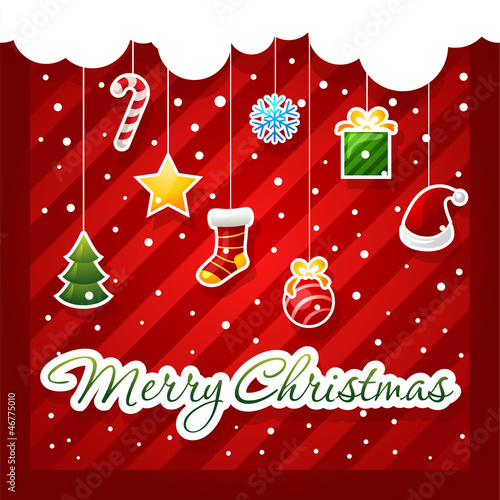 Christmas Greeting Card. christmas items icons.