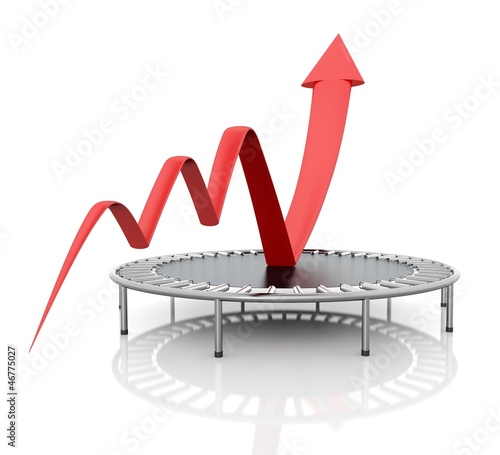 Business growth red graphic relaunched with a trampoline