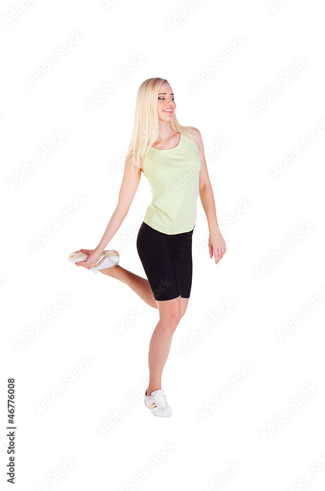 girl doing her exercise on one leg