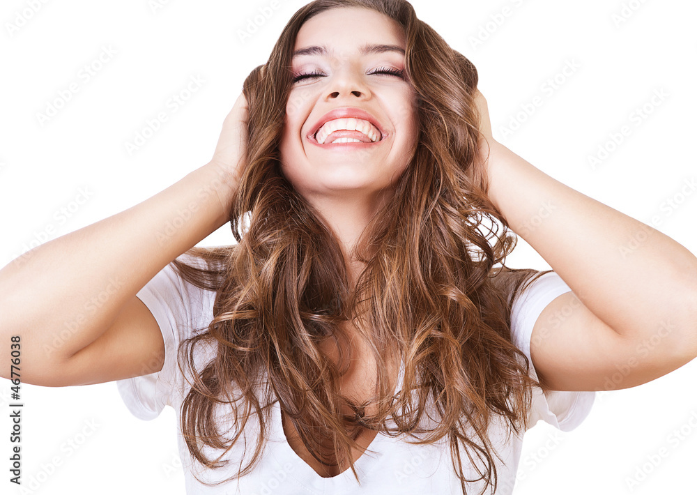 happy smiling girl with long hair happy smiling girl with long hair