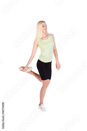 girl doing her exercise on one leg