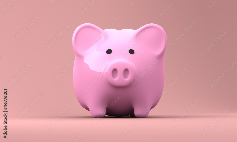 Pink Piggy Bank 3D Render