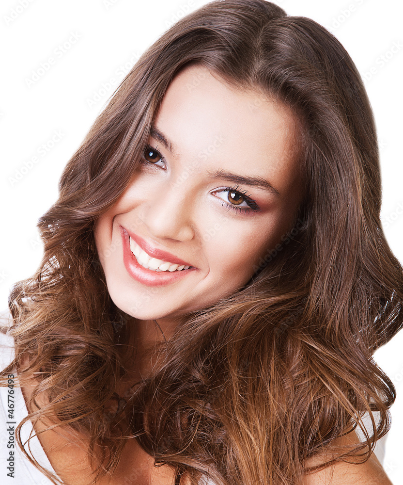 Naklejka premium cute woman with curly hair