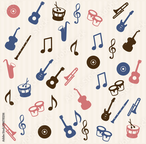 Music elements seamless pattern