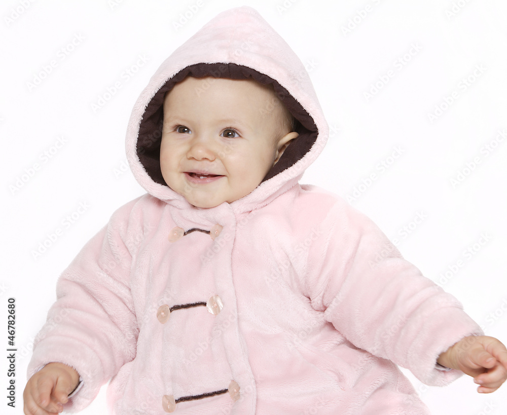radosne niemowle w kurtce - obrazy, fototapety, plakaty 