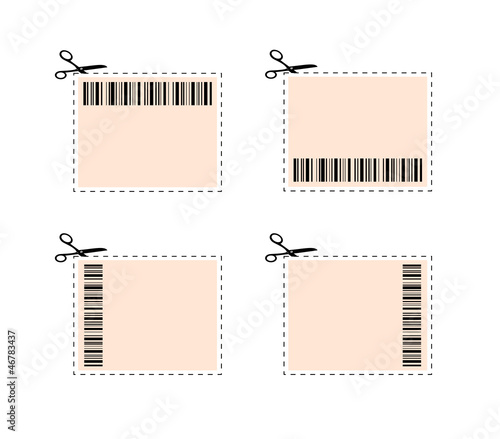 Cut coupons, cupons desconto, labels, tag, promocao, sale, tesoura, cortar cupom, codigo de barras
