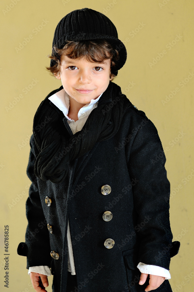portrait of little stylish boy outdoors in a coat portrait of little stylish boy outdoors in a coat